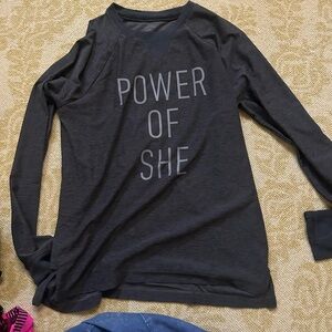 Athleta Black V-Neck Long Sleeve Shirt